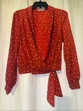 Women's Red Wrap Blouse with Tie front